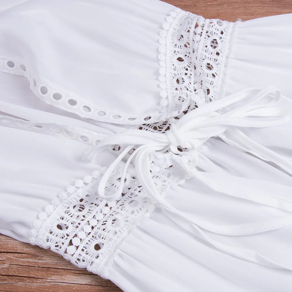 여름 여성 비치 드레스 여성 솔리드 비키니 커버 업 반팔 v넥 화이트 파 레오 드레스 수영복 플러스 사이즈 XXXL 2020, 원피스 수영복 비치웨어