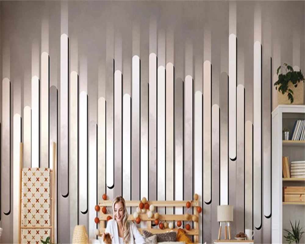 custom Nordic minimalist stereo stripe wallpaper modern living room TV background mural wall paper bedroom wall covering Sticker