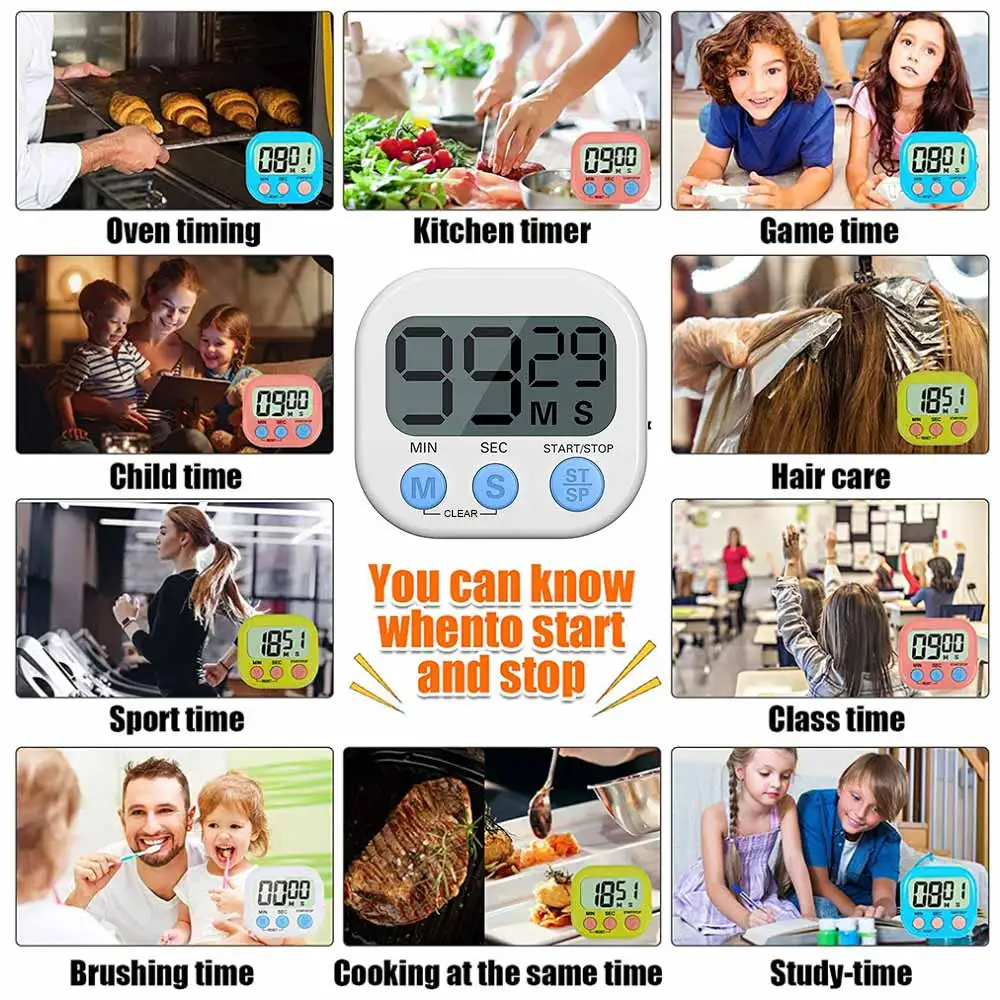 MCDFL Electronic Timer Digital Loud Bell Cooking Kitchen Gadget Sets Gym Stopwatch Fridge Magnets Minuteur Kids Cute Accessories