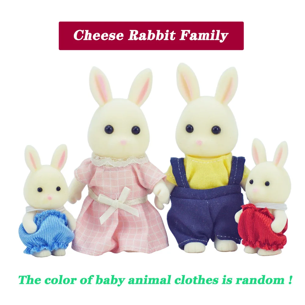 1/12 Kids Toys DollHouse Accessorie Forest Animal Home Miniature Dolls 3.7 Inch Cheese Rabbit Family Collectible Toys For girls