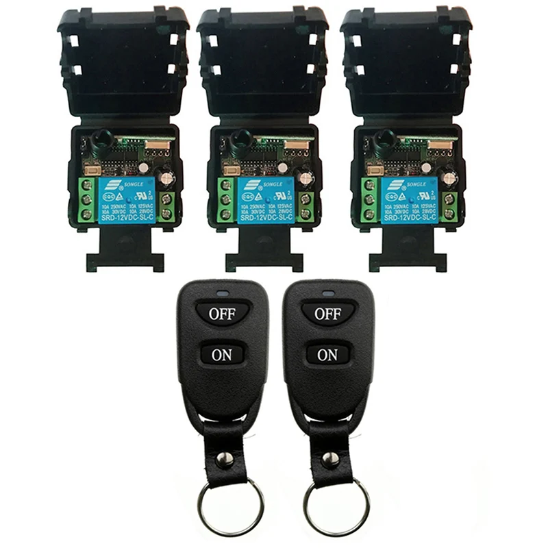 DC12V 24V 1CH 10A Remote Control Light Switch Relay Output Radio Receiver Module and Belt buckle Transmitter window/Garage Doors