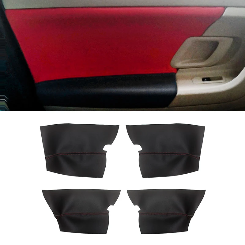 Soft Leather Door Panel Cover For Skoda Fabia 2008 2009 2010 2011 2012 2012 2014 Car Door Armrest Panel Skin Cover Sticker Trim