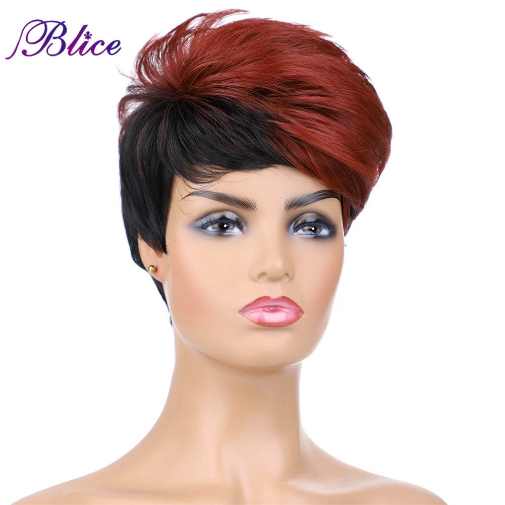 

Blice Синтетические парики Mix Color FT2/BUG 6 дюймов Короткие натуральные волны Kanekalon Полный машинный парик для женщин