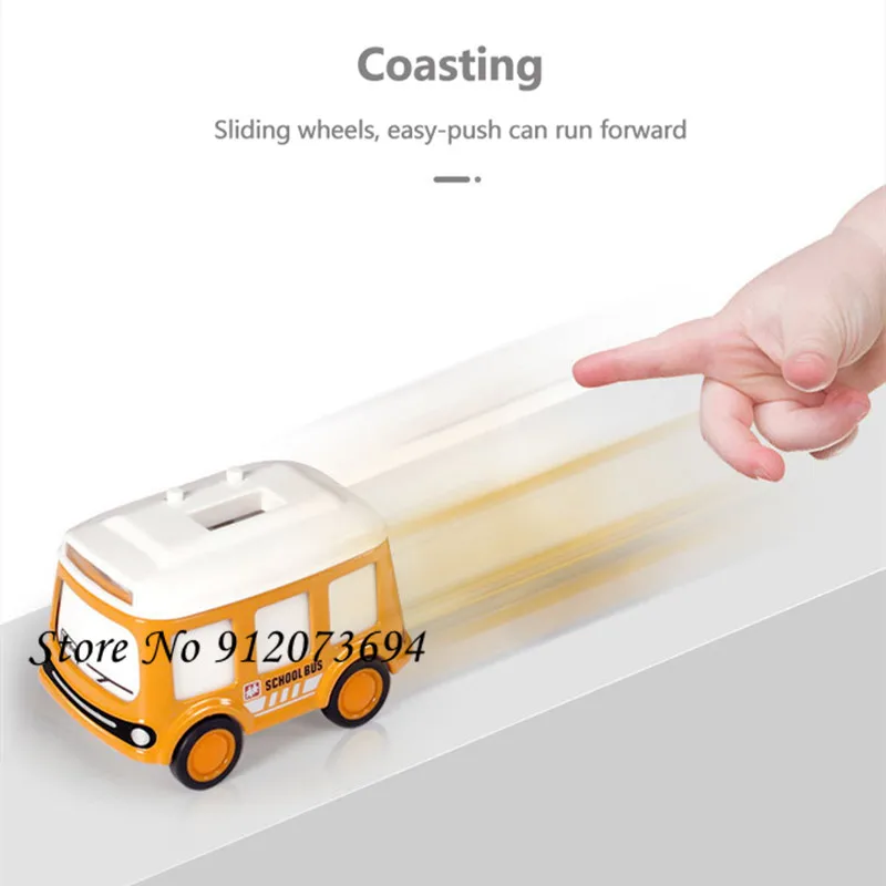 ساعة حثية تفاعلية نسخة Q حافلة 1:64 سبيكة عرض الجسم توقيت 360 درجة ° ألعاب أطفال للتفاعل بين الوالدين والطفل #6