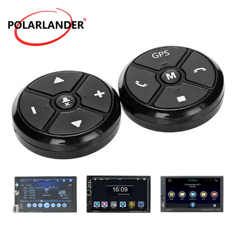 Black 2 Din Car Steering Wheel Wireless Remote Control Button Portable Controller For DVD GPS Navigation Call & Music Operation