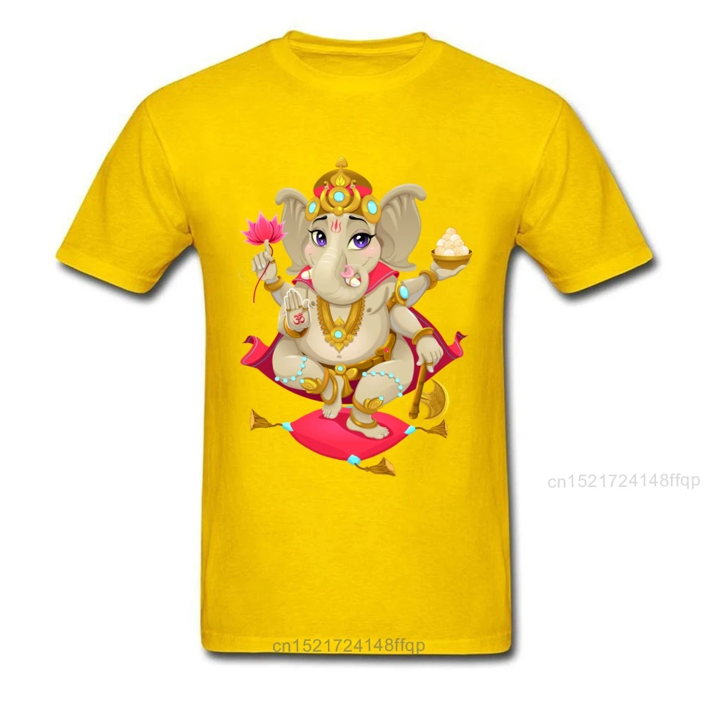 Ganesha T Shirts Hindu Deities Tshirt Thanksgiving Day T-shirt Men Tops & Tees No Fade Printed Clothing Black Summer New