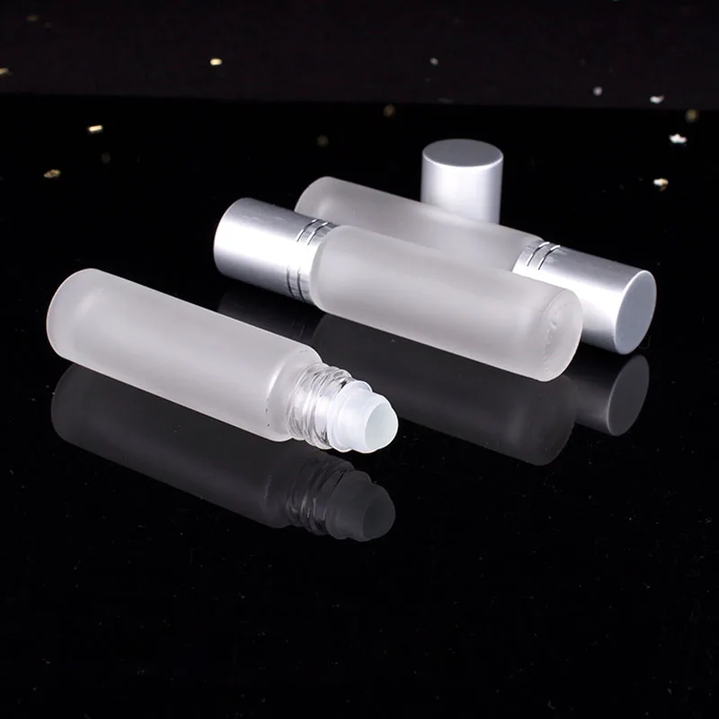 10pcs 10ml Frosted Glass Essential Oil Perfume Roller Ball Bottle Roll On Vial Travel Cosmetic Aromatherapy Refillable Container