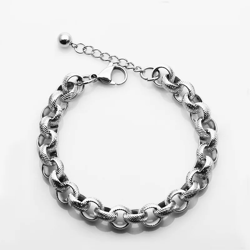 Fashion Titanium Steel Striped Circle All-match Stainless Steel Bracelet New Jewelry Hot Sale