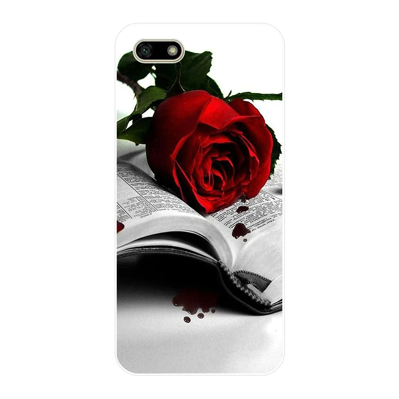 280FG Red Rose Flowers Soft Silicone Tpu Cover Case for huawei Honor 7a 5.45 pro 5.7 7c 7x y5 2018 case