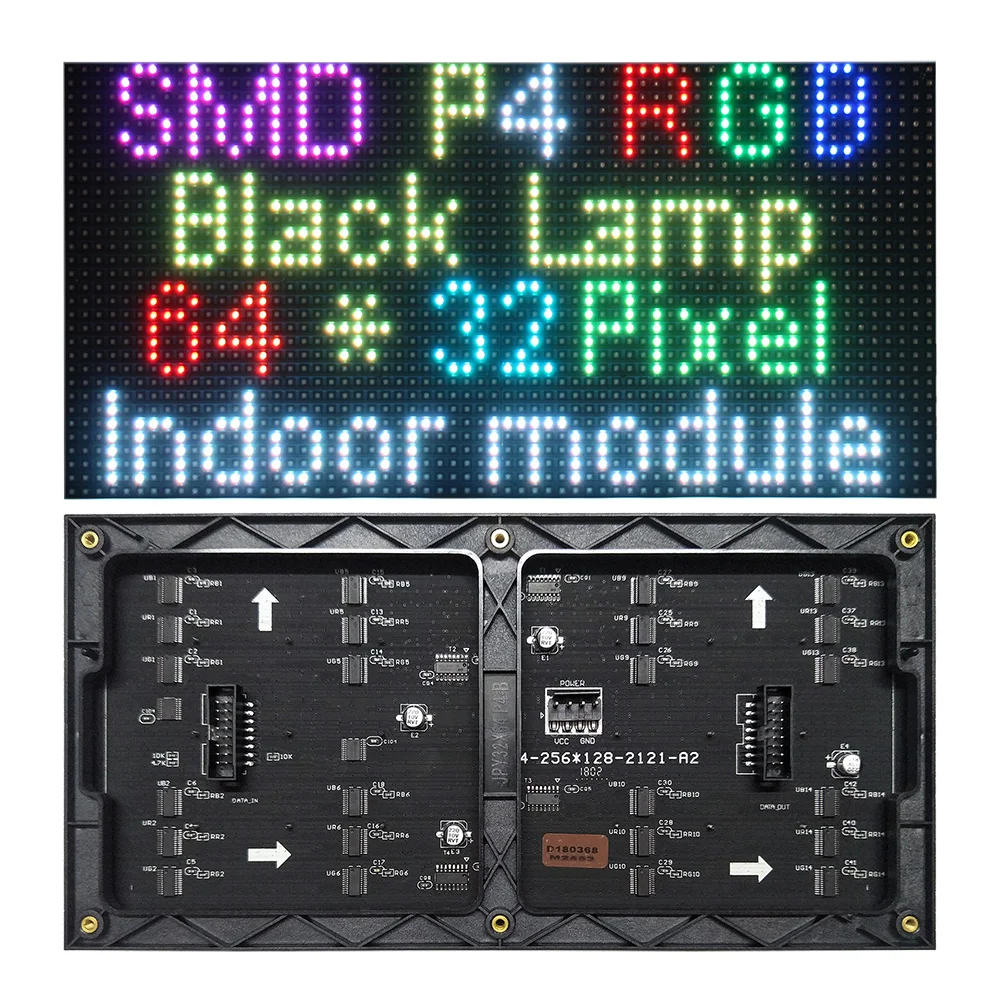 Indoor P4 Full Color LED Displays Module,SMD RGB LED Panels LED matrix,256mm*128mm,HUB75,1/16Scan,LED Video Wall Panel