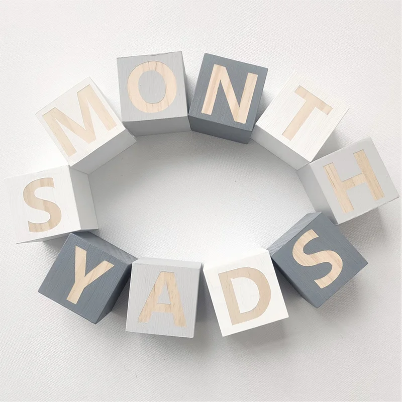 Large Wood Alphabet Letters Numbers Blocks ABC Cubes DIY Crafts Baby Montessori Educational Toys Keepsake Gift Photo Props Decor