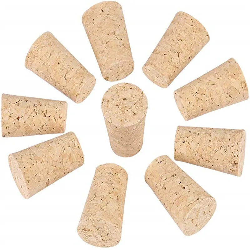 50/100pcs Wine Corks Stopper Reusable Functional Portable Sealing Tapered Wood Wine Bottle Stopper for Bottle Bar Tools