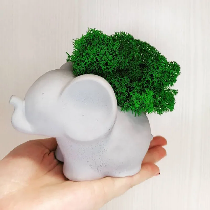 Moule de Pot de fleur en Silicone en forme d\'éléphant, pour bricolage, Cactus, Succulent, en argile de gypse