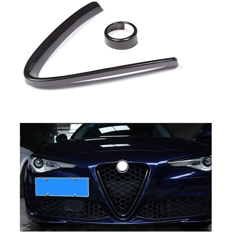 for Alfa Romeo Giulia 2017-2019 Car Front Bumper Air Grilles V Frame Decoration Trim Sticker Logo Cover Accessories