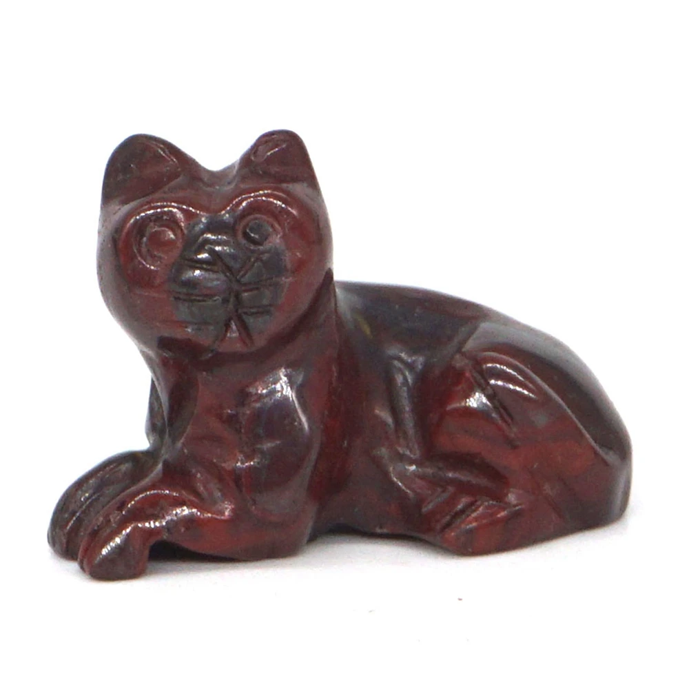 

1" Mini Cat Statue Natural Iron Tiger Eye Hand Carved Gemstone Reiki Healing Crystal Stone Figurine Crafts Decoration Gift 1pc