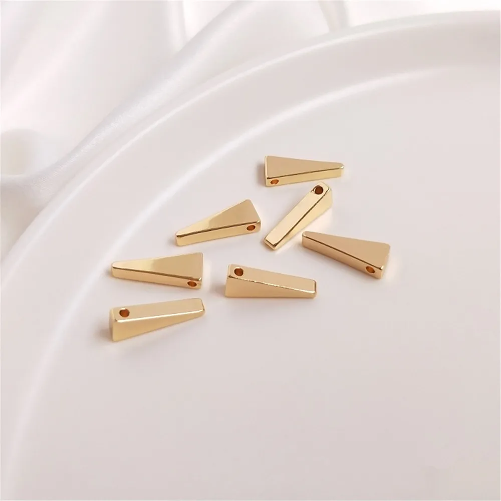 14K Gold Plating Diy accessories three-dimensional triangle side hole pendant necklace earrings pendant handmade accessories view 4