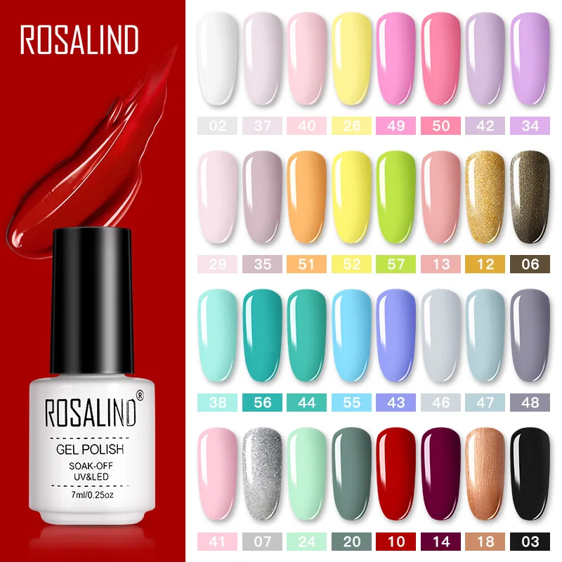 

ROSALIND Gel Polish Set Manicure for Nails Semi Permanent Vernis top coat UV LED Gel Varnish Soak Off Nail Art Gel Nail Polish