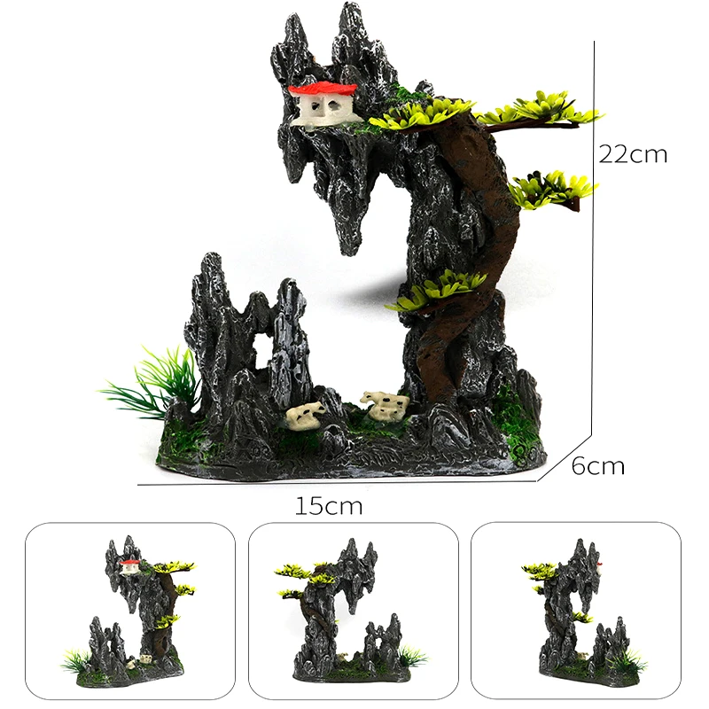 Aquarium Rockery Stone Aquatic Ornaments Fish Tank Landscaping Simulation Landscape Resin Rockery Stone Pet Accessoriess