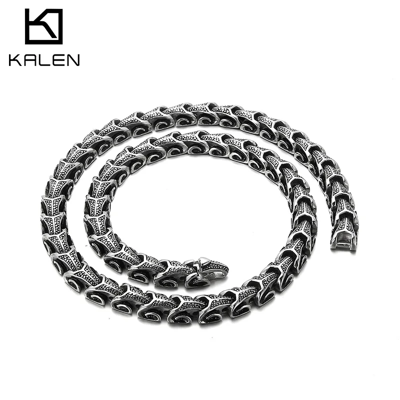 

Kalen Punk Dragon Chain Animal Link Stainless Steel Men's Necklace Gothic Jewelry 45-60cm Thick Accessories