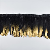 2Meters/Lot Gold Dipped Black Goose Feathers Trims Feather Trim Fringe Ribbons Feather for Crafts DIY Plumas Carnaval Decoration
