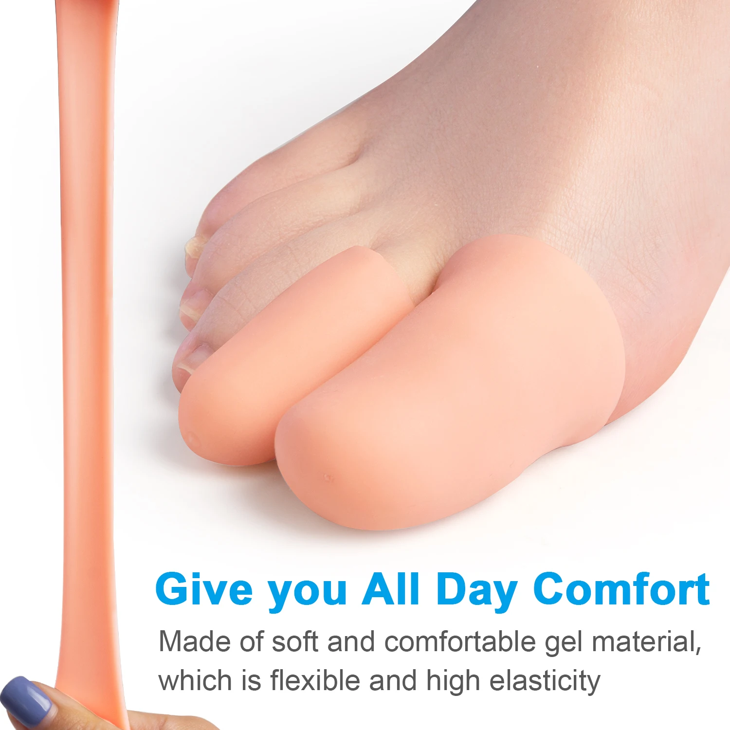 2pcs Silicone Gel Soft Toe Protectors Bunion Toe Sleeves Caps For Prevent Corns Calluses Blisters Foot Care Tool Size S L Z55202