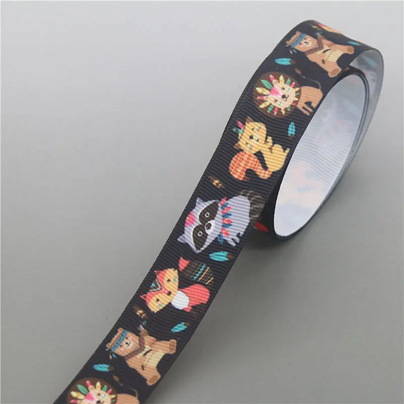 DHK 5yards fox animals Printed Grosgrain Ribbon Accessory Hairbow Headwear Decoration DIY Wholesale OEM E1736