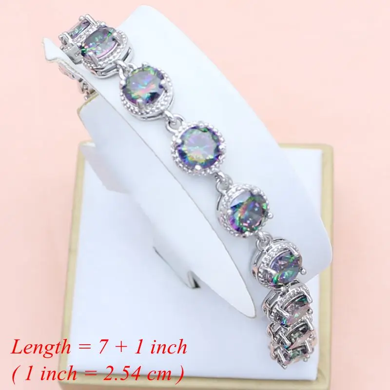 Strawberry Mystic Rainbow Zircon Silver 925 Jewelry Set Decorations For Women Earrings/Pendant/Ring/Bracelet/Necklace Set