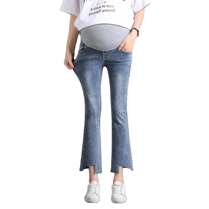 

Pregnant Jeans New Style Spring and Summer Maternity Pants Elasticity Jeans Abdominal Support Jeans Maternal