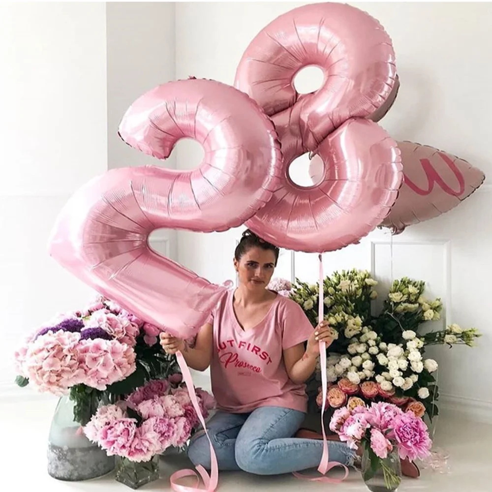 1Pc 40Inch Rose Gold pink Helium Foil Number Balloons 0 1 2 3 4 5 6 7 8 9 Birthday Party Baby Shower Wedding Decoration Supplies