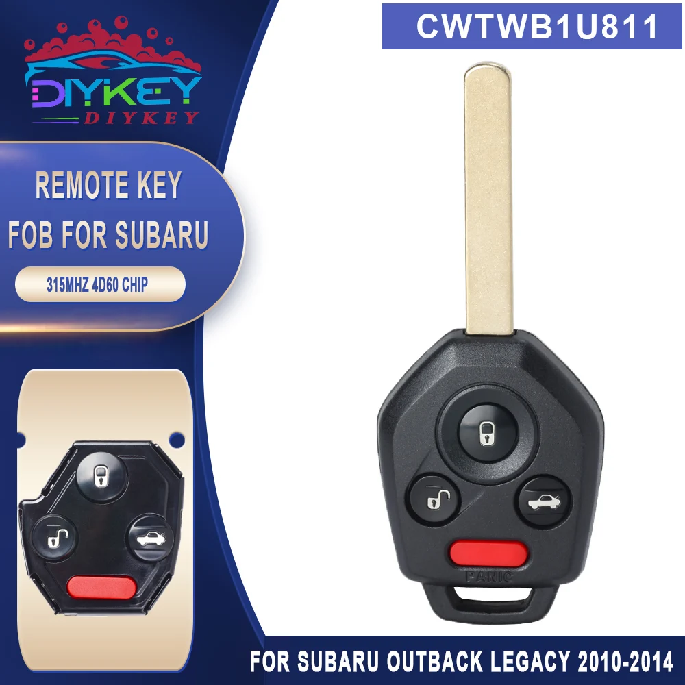 

DIYKEY CWTWB1U811 PN: 57497-AJ10A дистанционный ключ ASK 315 МГц 4D60 чип для Subaru Outback Legacy 2010 2013