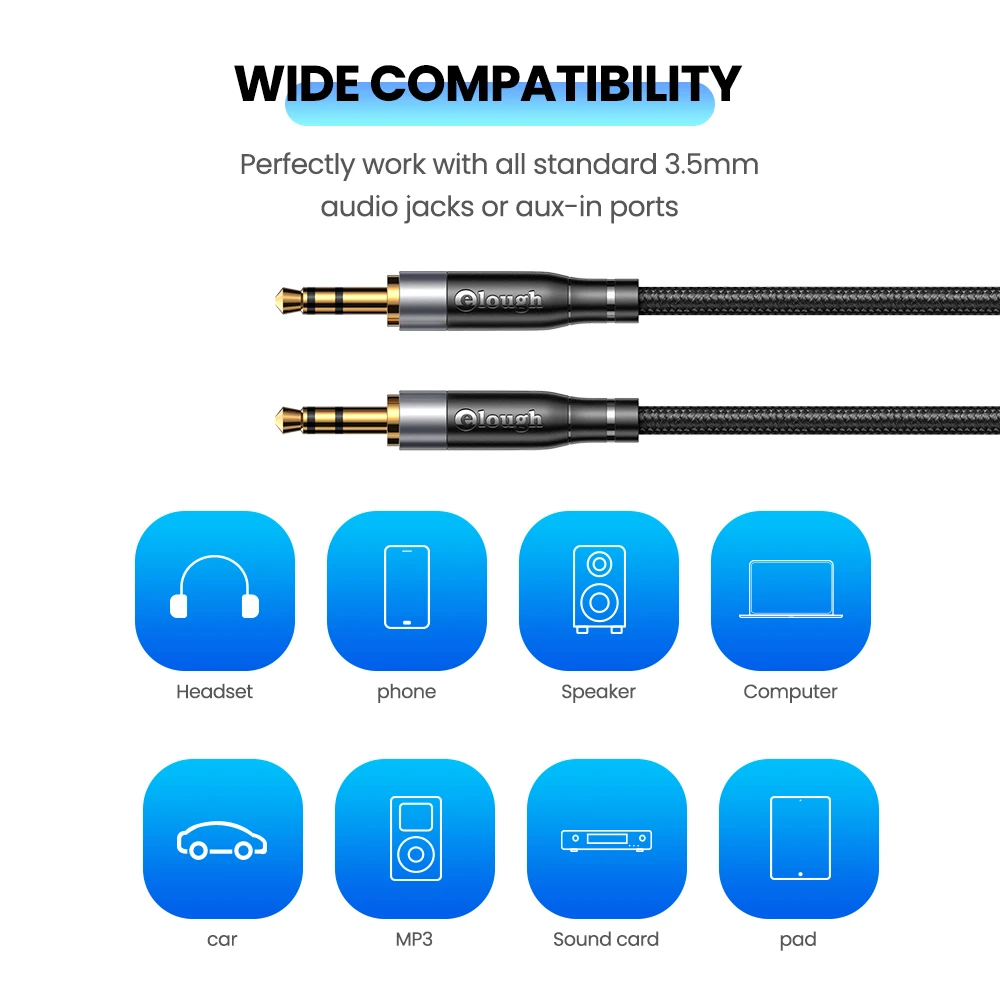 Elough Audio Extension Cable Jack 3.5mm maschio a femmina 3.5mm maschio a maschio Audio Aux Cable per Iphone cuffie altoparlante Extender