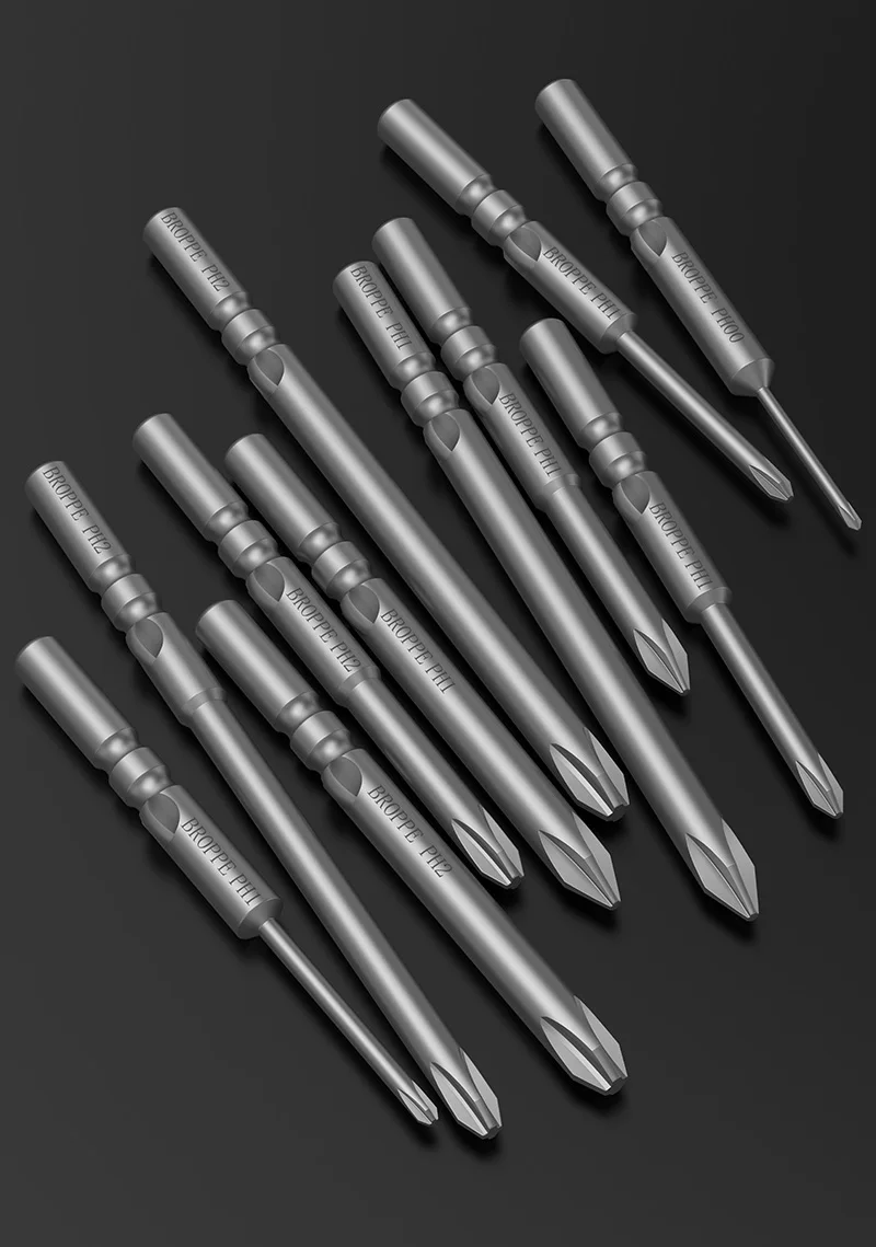 BROPPE 801 Kreuzschlitz-Elektroschrauber-Bit, S2-legierter Stahl, 5 mm runder Schaft, starker magnetischer Kreuzschraubendreher-Bit – Detail 11