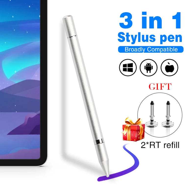 Hot selling 3 in 1 Stylus Pen For Mobile Phone Drawing Tablet Capacitive  Transparent disc touch stylus pen for Ipad Phone