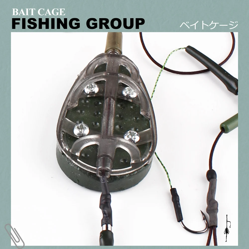 FISH KING 30-100g Carp Fishing Group High Carbon Steel Metal Feeder Barbed Hook Sinking Artificial Lure Accessories