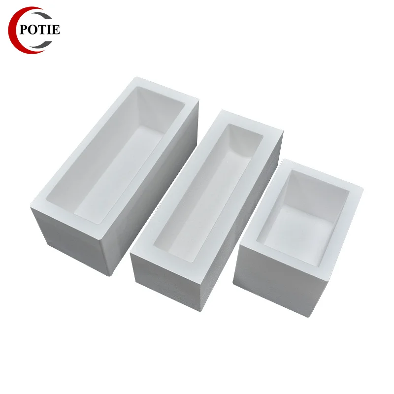 Duży rozmiar odporny na wysokie temperatury ceramiczny tygiel prostokątny odlew sztabka do topienia dla zwykłych metali wytapianie wlewek formy