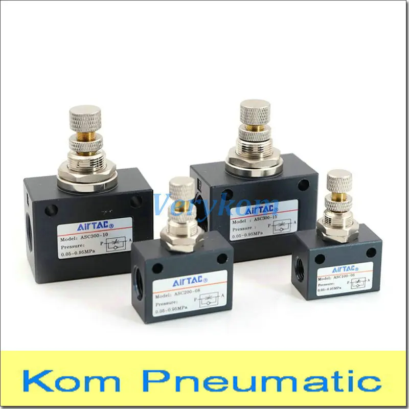 Pneumatic Air Flow Control Valve Airtac ASC100-06 ASC200-08 ASC300-10 Chuka ASC Gas Speed Control Solenoid Valves Port 1/4