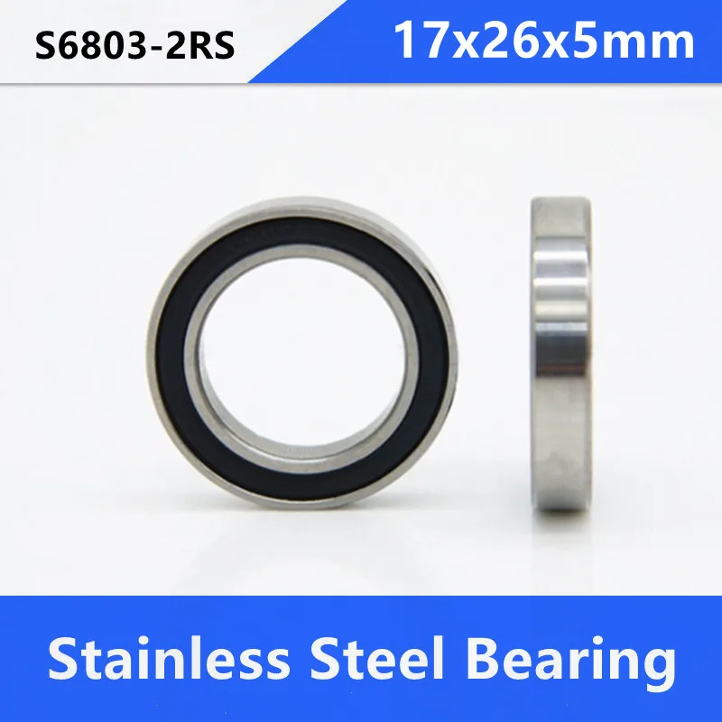 

20pcs/lot ABEC-5 S6803-2RS S6803RS Bearing Stainless Steel 17x26x5mm Deep Groove Ball Bearing 17*26*5mm 6803-2RS 6803RS