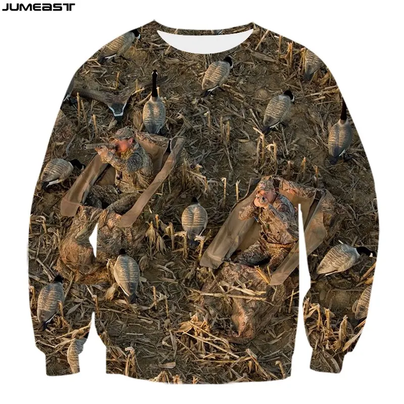 Jumeast Men Women 3D Sweatshirt Hunting Hunter Camouflage Oversized Fashion Long Sleeve T Shirt Spring Autumn Pullover Tops Tees