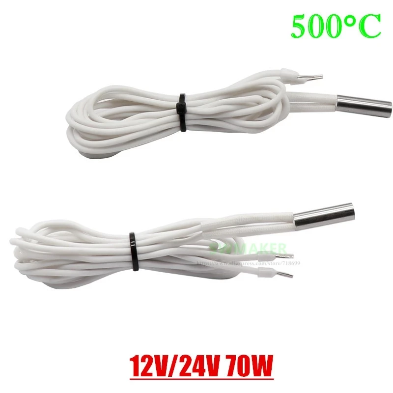 

1 шт. обновленный высокотемпературный картриджный нагреватель высокой мощности 24 В 70 Вт 6*20 мм, нагрев до 500 ° 3D-принтер DIY VORON