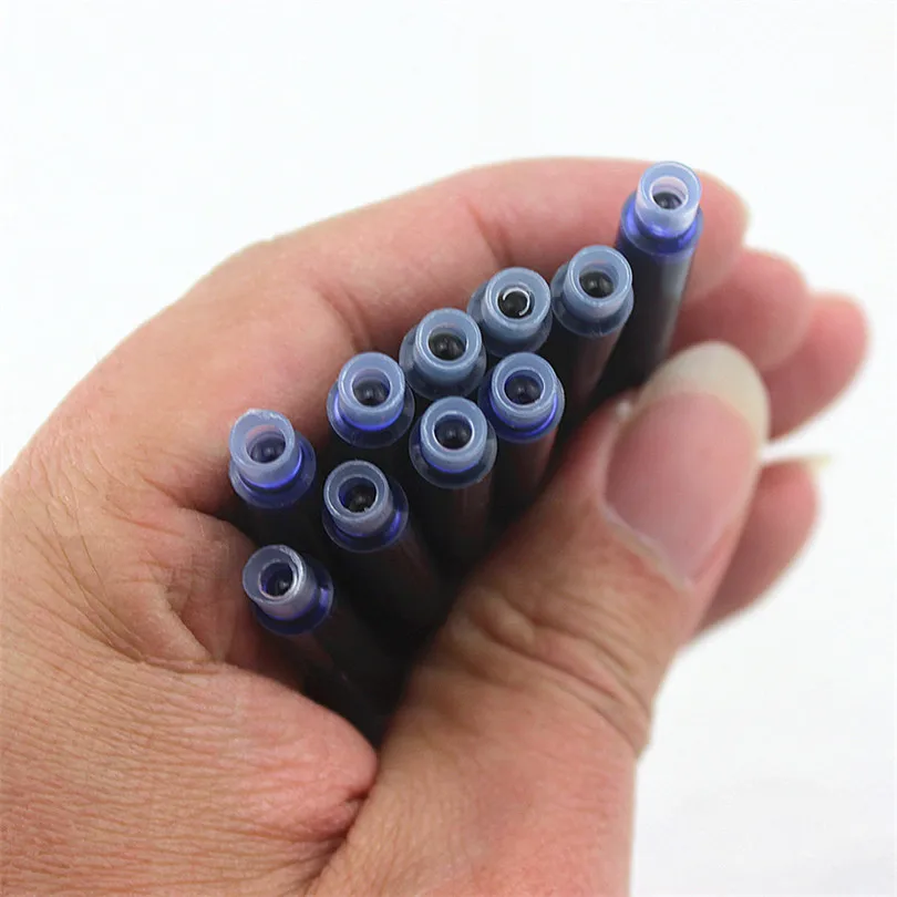 Cartuchos de tinta 3,4mm para caneta-tinteiro, azul ou preto, cor vermelha ou verde, papelaria, escritório, material escolar, escrita, 10pcs