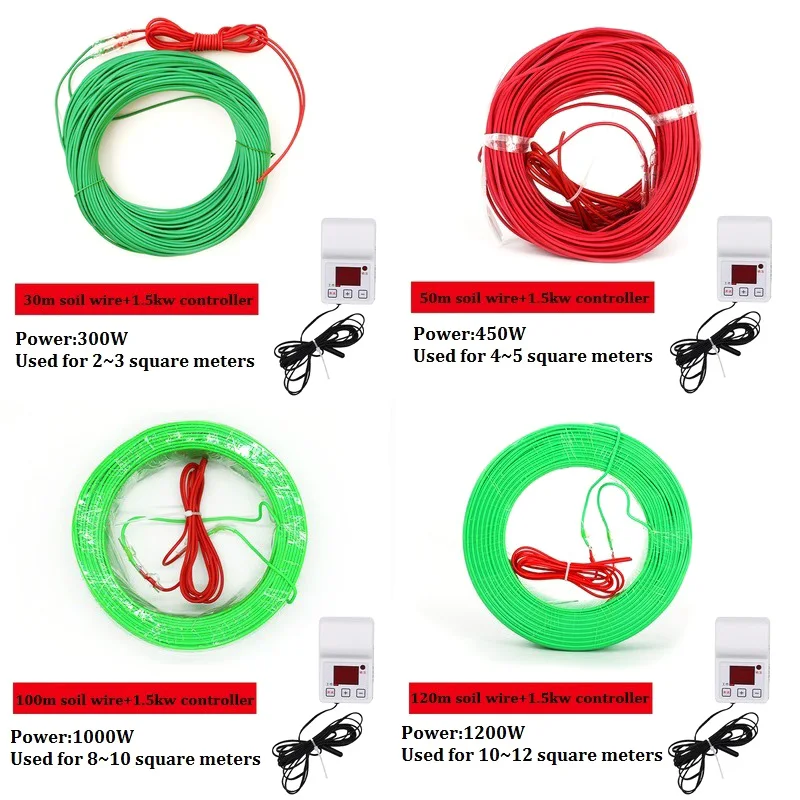 Growing Agriculture Soil Heating Wire+Temperature Controller Greenhouse Vegetable Seeding Geothermal Line Intelligent Controller