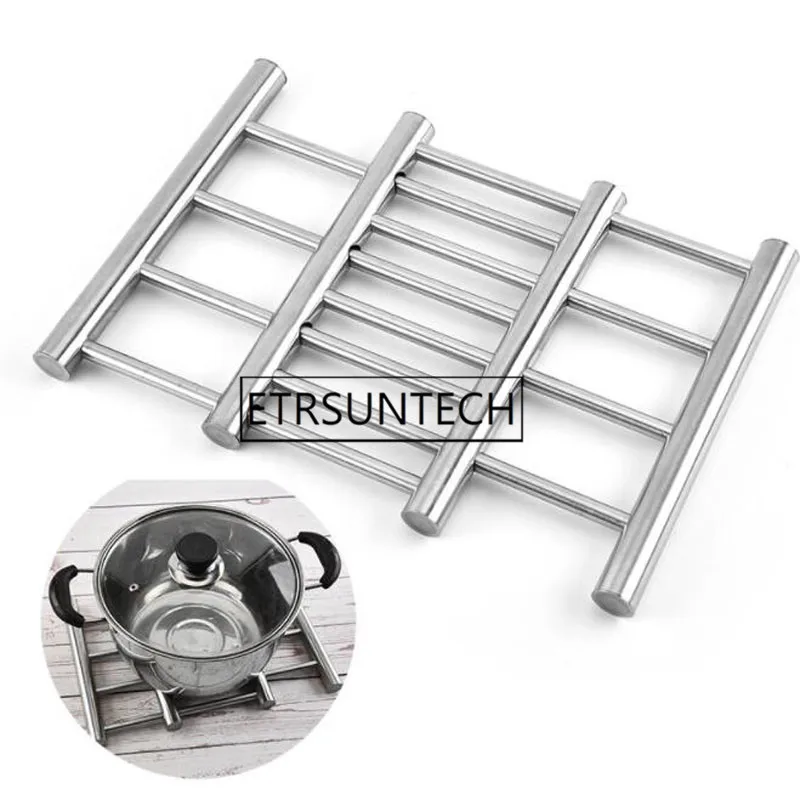 20pcs Stainless Steel Silver Table Placemat Heat Insulation Dish Bowl Holder Pot Pan Coasters Table Mats For Kitchen