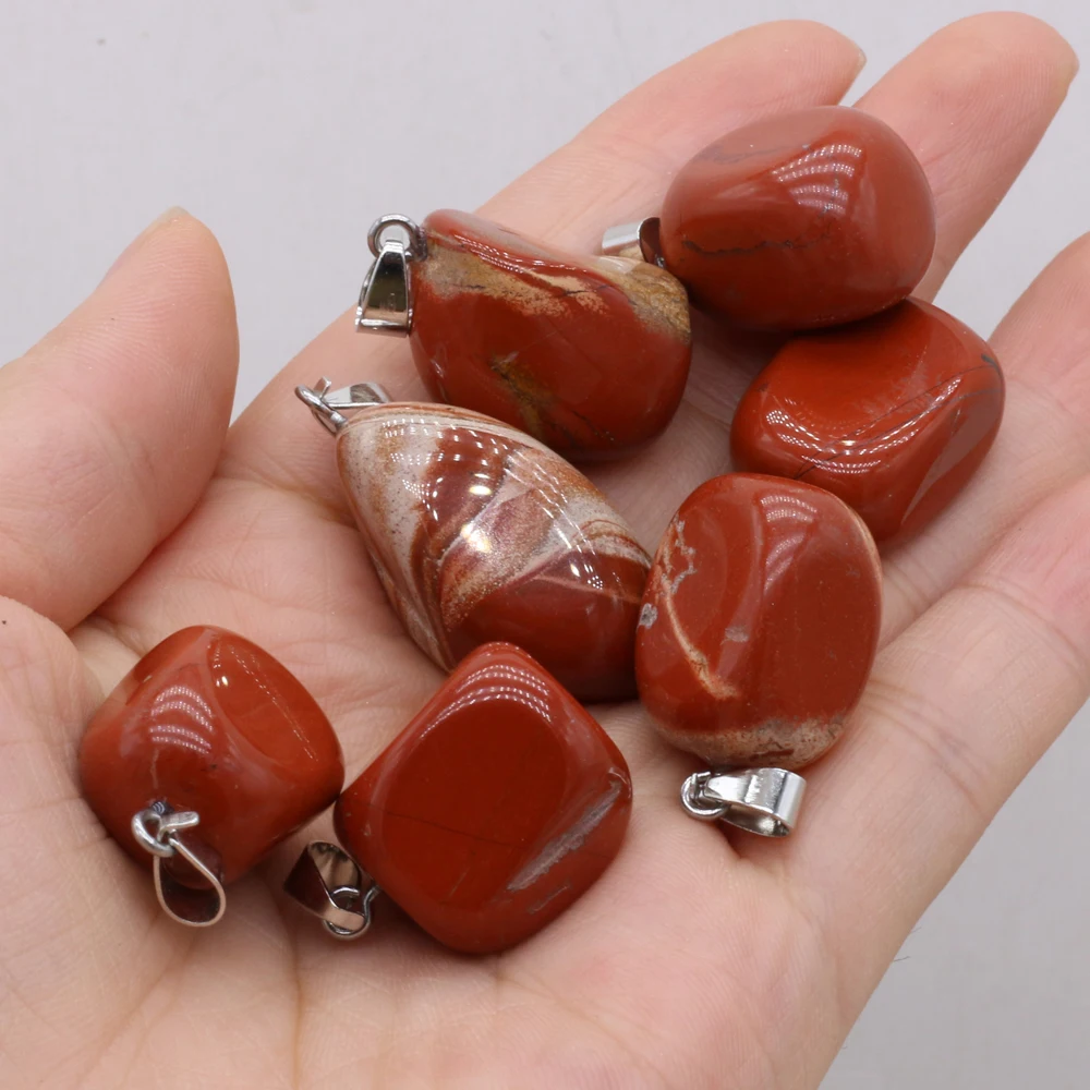 Natural Stone Red Jasper Tumble Stones Pendant Irregular Healing Crystal Stones For DIY Women Necklace Earring Jewelry Making