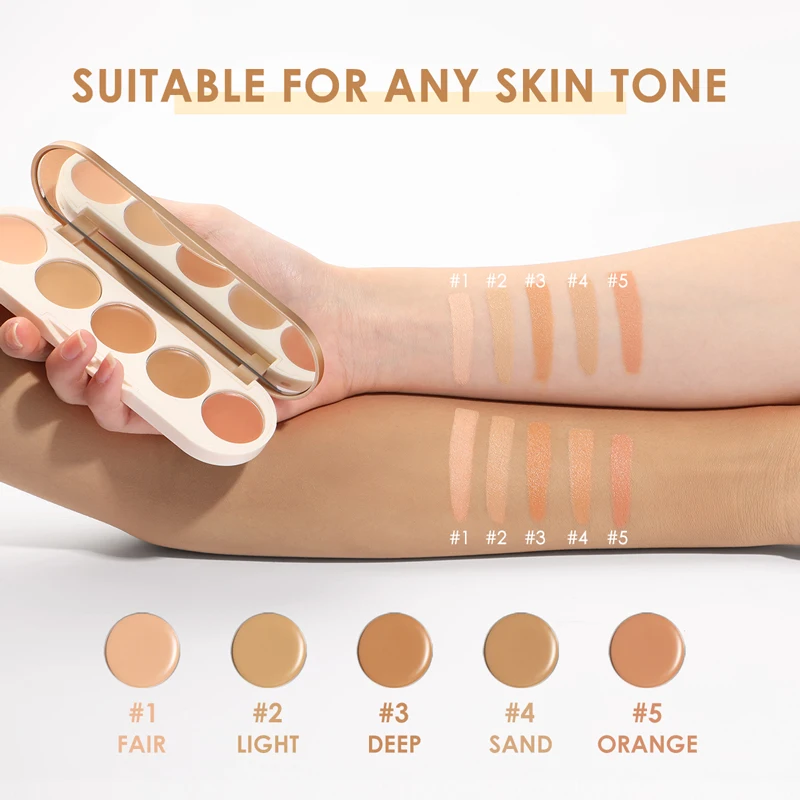 FOCALLURE 5 Colors Concealer palette For Face Contour Concealer Makeup Base Waterproof Long Lasting Facial Cosmetics