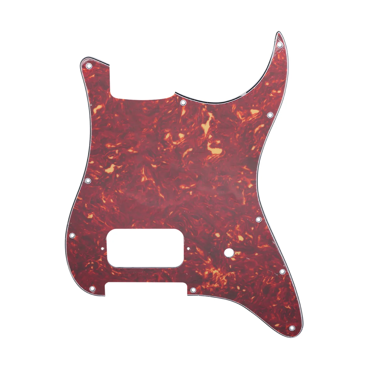 Musiclily Pro 11 Holes Single Uncovered Humbucker and Pot Slot Pickguard For USA/Mexico Tom Delonge Strat, 4ply Vintage Tortoise