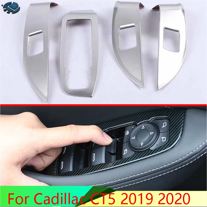 

For Cadillac CT5 2019 2020 Car Accessories Stainless Steel Door Window Armrest Cover Switch Panel Trim Molding Garnish