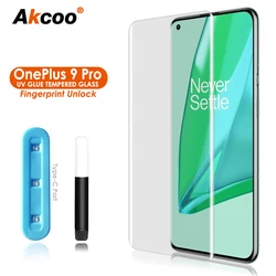 UV Glass for OnePlus 9 Pro Screen Protector full screen glue fingerprint unlock for OnePlus 7 8 Pro 5G tempered glass film