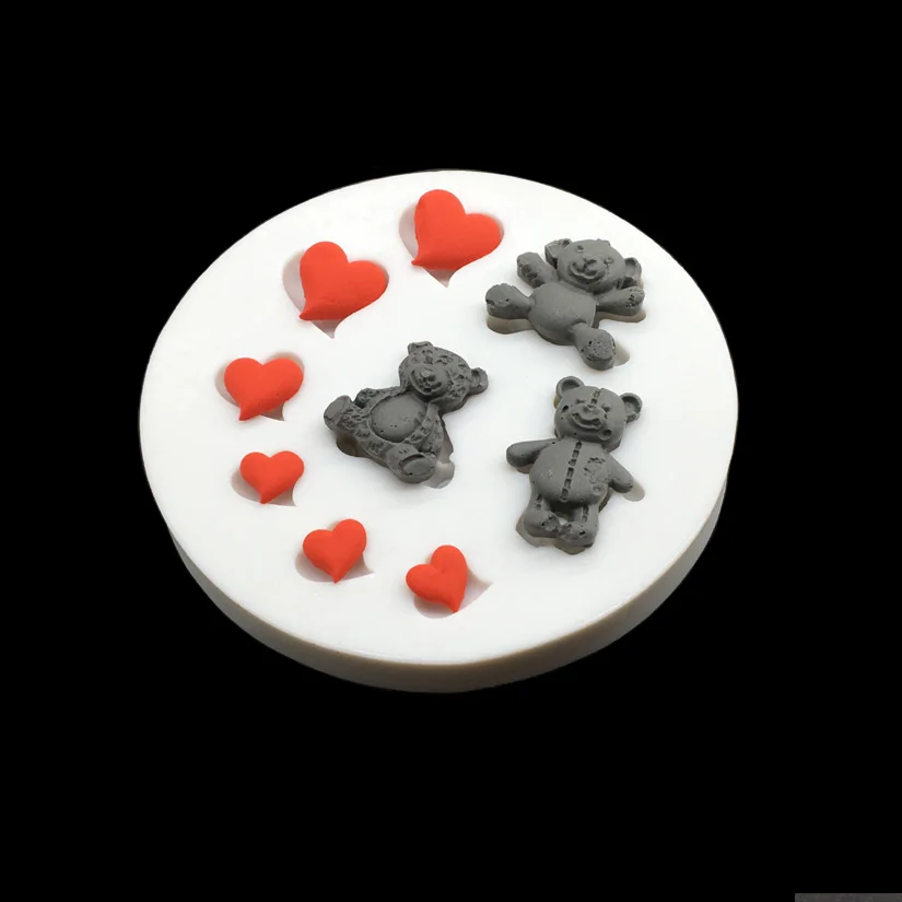 하트 곰 모양 실리콘 몰드 Sugarcraft 초콜릿 컵케익 베이킹 몰드, 퐁당 케이크 장식 도구