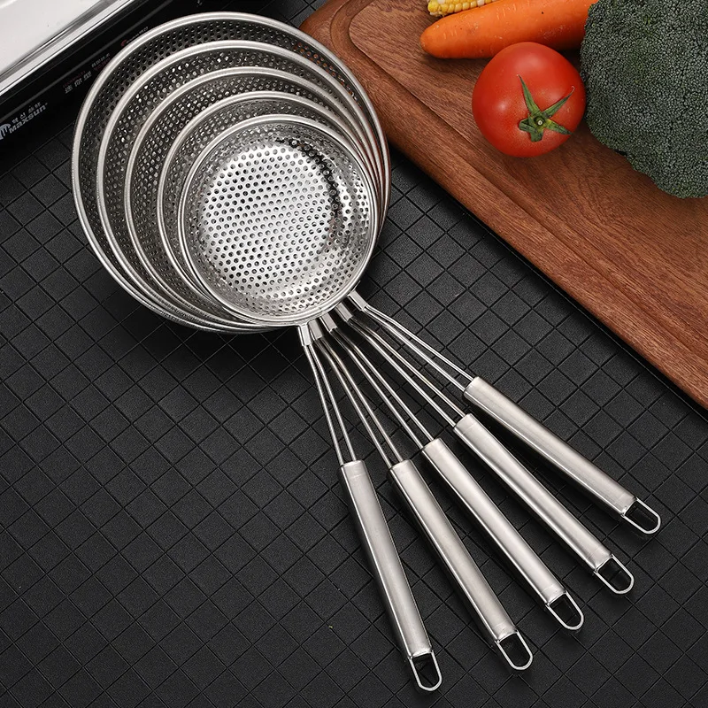 Stainless Steel Colander Skimmer Strainer Drain Oil Filter Frying Scoop Long Handle Kitchen Noodles Sieves Tableware Accessories