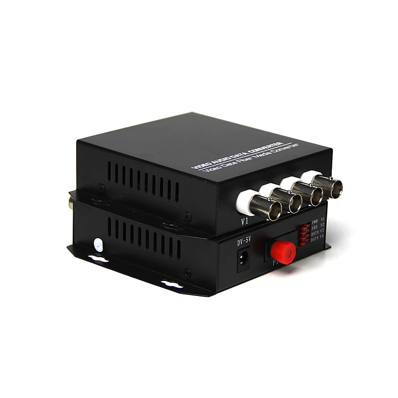 4 Channel One Pair 20KM Single Mode Single Fiber Desktop Fiber Optic Video Converter Video Transmitter Receiver FC connector